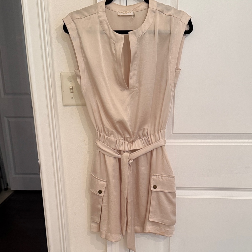 Ramy Brook light Beige Sleeveless cargo silk dress
